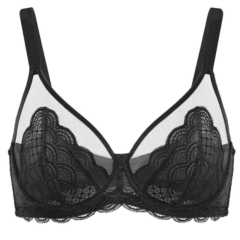 Live HSIA Mermaid Scales Plus Size Lace Mesh Unlined Full Coverage Underwire Bra